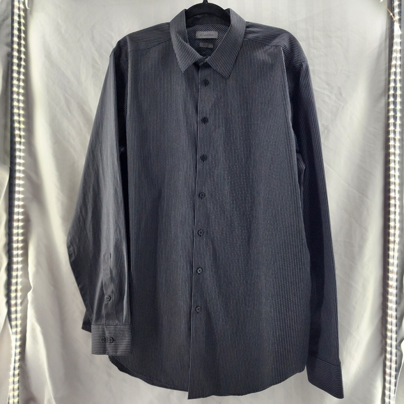 Calvin Klein Black and White Dress Shirt 17 1/2 36-37 Tall - Picture 1 of 7